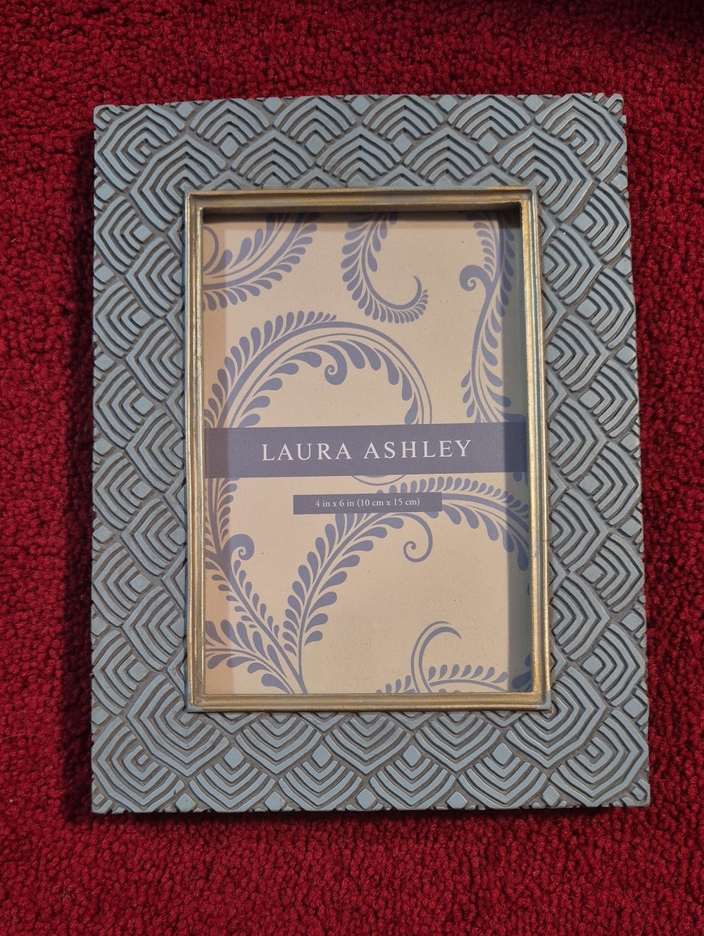 • Laura Ashley Textured Resin 4" x 6" Photo Frame - Sage Blue / Gold